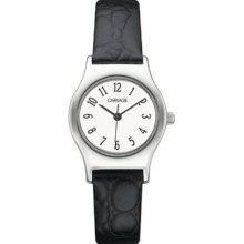Carriage Women's C3C364 Silver-Tone Round Case Dial Black Croco Leather WATCH