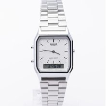Casio Aq230a-7d Stainless Steel Analog Digital Dual Time Alarm Menâ€™s Watch