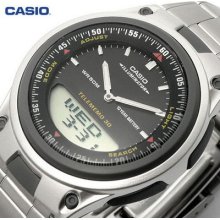 Casio Aw-80d-1a Sports Analog Digital Databank World Time Alarm Men's Watch