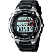 Casio WV200A-1AV - Waveceptor Watch / Black Band - Watch Self-Adjust The Time By Receiving Atomic Signal. It Is 200M Water Resistant With El Bakclight, World Time, Daily Alarm And Has 1/100 Second Stopwatch With Countdown Timer.