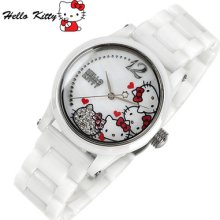 Ceramic Watch Hello Kitty Hkm03 White Quartz Cubic Ladies Fashion Watch