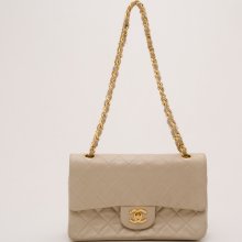 Chanel Vintage Beige Lambskin Small Flap