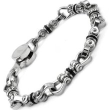 Charming Gentlemens Bracelet In Stainless Steel 9in
