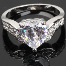 Charming Heart Engagement Wedding Ring 18k Wgp Use Swarovski Crystal G228