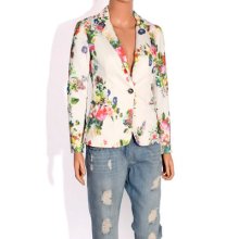 Chic Long Sleeve Slim Fit Floral Prints Blazer Jacket 3294