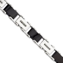 ChiselÂ® Stainless Steel Black-plated W/black Diamonds Polished Bracelet 8.50