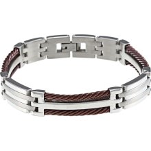 Chocolate Ion-plated Stainless Steel Men's Cable Bracelet (Bracelet)