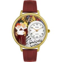 Choir Burgundy Leather And Goldtone Watch #G0710012 ...