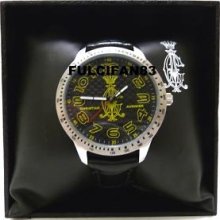 Christian Audigier Men's Black & Yellow Face Watch