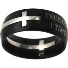 Christian Mens Silver Double Cross True Love Waits Purity Ring