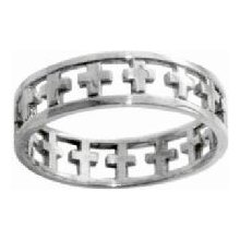Christian Stainless Steel Cutout Cross Ring