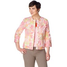 Christopher and Banks Floral Print Collarless Jacket, Color - IXORA CORAL, Sz