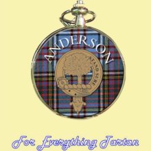 Clan Anderson Tartan Clan Crest Silver Plated Mens Pocket Watch - Metal - Multi-Colored