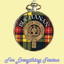 Clan Buchanan Tartan Clan Crest Silver Plated Mens Pocket Watch - Metal - Multi-color