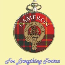 Clan Cameron Tartan Clan Crest Silver Plated Mens Pocket Watch - Silver Plated - Multi-Colored