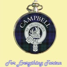 Clan Campbell Tartan Clan Crest Silver Plated Mens Pocket Watch - Metal - Multi-Colored
