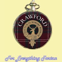 Clan Crawford Tartan Clan Crest Silver Plated Mens Pocket Watch - Metal - Multi-Colored
