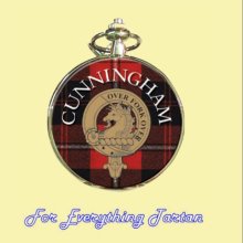 Clan Cunningham Tartan Clan Crest Silver Plated Mens Pocket Watch - Metal - Multi-color