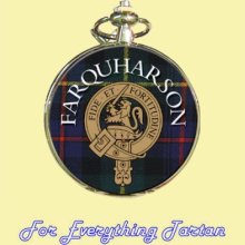 Clan Farquharson Tartan Clan Crest Silver Plated Mens Pocket Watch - Wool - Multi-Colored