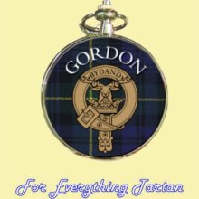 Clan Gordon Tartan Clan Crest Silver Plated Mens Pocket Watch - Metal - Multi-color