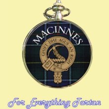 Clan MacInnes Tartan Clan Crest Silver Plated Mens Pocket Watch - Metal - Multi-color
