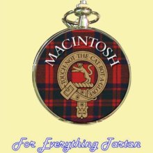 Clan MacIntosh Tartan Clan Crest Silver Plated Mens Pocket Watch - Metal - Multi-color