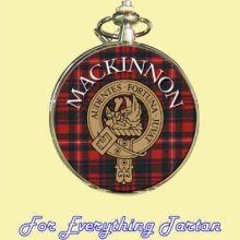 Clan MacKinnon Tartan Clan Crest Silver Plated Mens Pocket Watch - Silver Plated - Multi-Colored