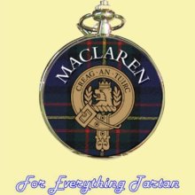 Clan MacLaren Tartan Clan Crest Silver Plated Mens Pocket Watch - Metal - Multi-Colored