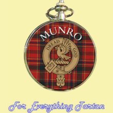 Clan Munro Tartan Clan Crest Silver Plated Mens Pocket Watch - Metal - Multi-Colored