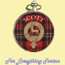 Clan Scott Tartan Clan Crest Silver Plated Mens Pocket Watch - Metal - Multi-color