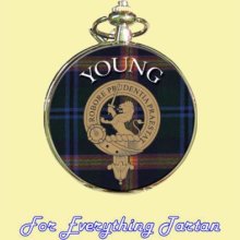 Clan Young Tartan Clan Crest Silver Plated Mens Pocket Watch - Metal - Multi-Colored