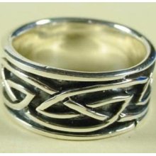 Classic Sterling Silver Celtic Band Ring - Size 8 -