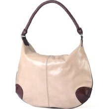 Classic Tan And Coffee-brown Leather Hobo Handbag