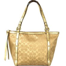 Coach 18796 Gold Signature Stud Lurex Tote Handbag