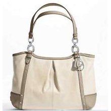 Coach Alexandra Chain Leather Tote White Putty Handbag Purse F20812