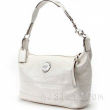 Coach Signature Stripe C-stitch Leather Hobo Shoulder Bag White Handbag