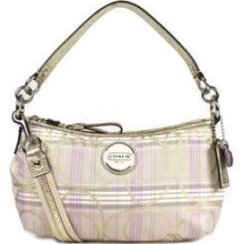 Coach Sis Plaid Demi Cross Body Bag Pouch Purse $178 Gold Lilac Pink 17210