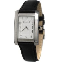 Coach Womens Signature Collection Swiss Rectangular Silver Dial Black Watch