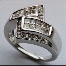 Cocktail Ring in White Gold, Diamonds 1.32ct, G Color