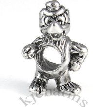 Cocky Cat Silver European Spacer Charm Bead For Bracelet Eb16