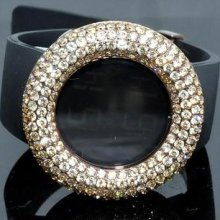 Cognac CZ digital Mens Watch KC with Rubber strap 48mm Iced out Bazel