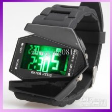Cool Men Women Black Electronic Unisex Colorful Led Aircraft Watch