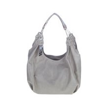 COSETTE Italian Made Gray Glazed Leather Designer Hobo Bag
