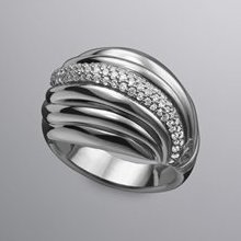 David Yurman Women's Sculpted Cable Ring, Pave Diamond
