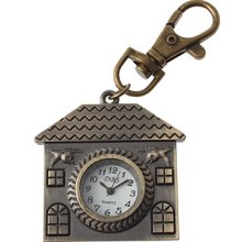 Design Unisex House Alloy Analog Quartz Keychain Watch (Bronze)