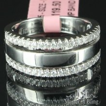 Designer 14k White Gold Finish Silver Elegant Wedding Band Ring Simulate Diamond