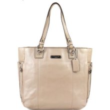 Designer Coach Putty Beige Leather Gallery Travel Work Tote Bag Purse -$378