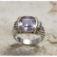 Designer Style Square Lavender Cz Cable Shape Ring Size 8