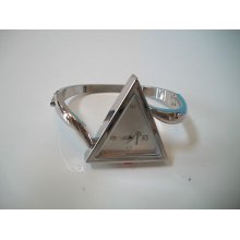 Designer Triangle Silver Finish Geneva Bangle Watch