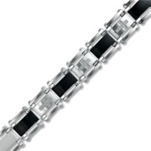 Diamond 12mm Cross Link Bracelet in Two-Tone Stainless Steel - 8.5